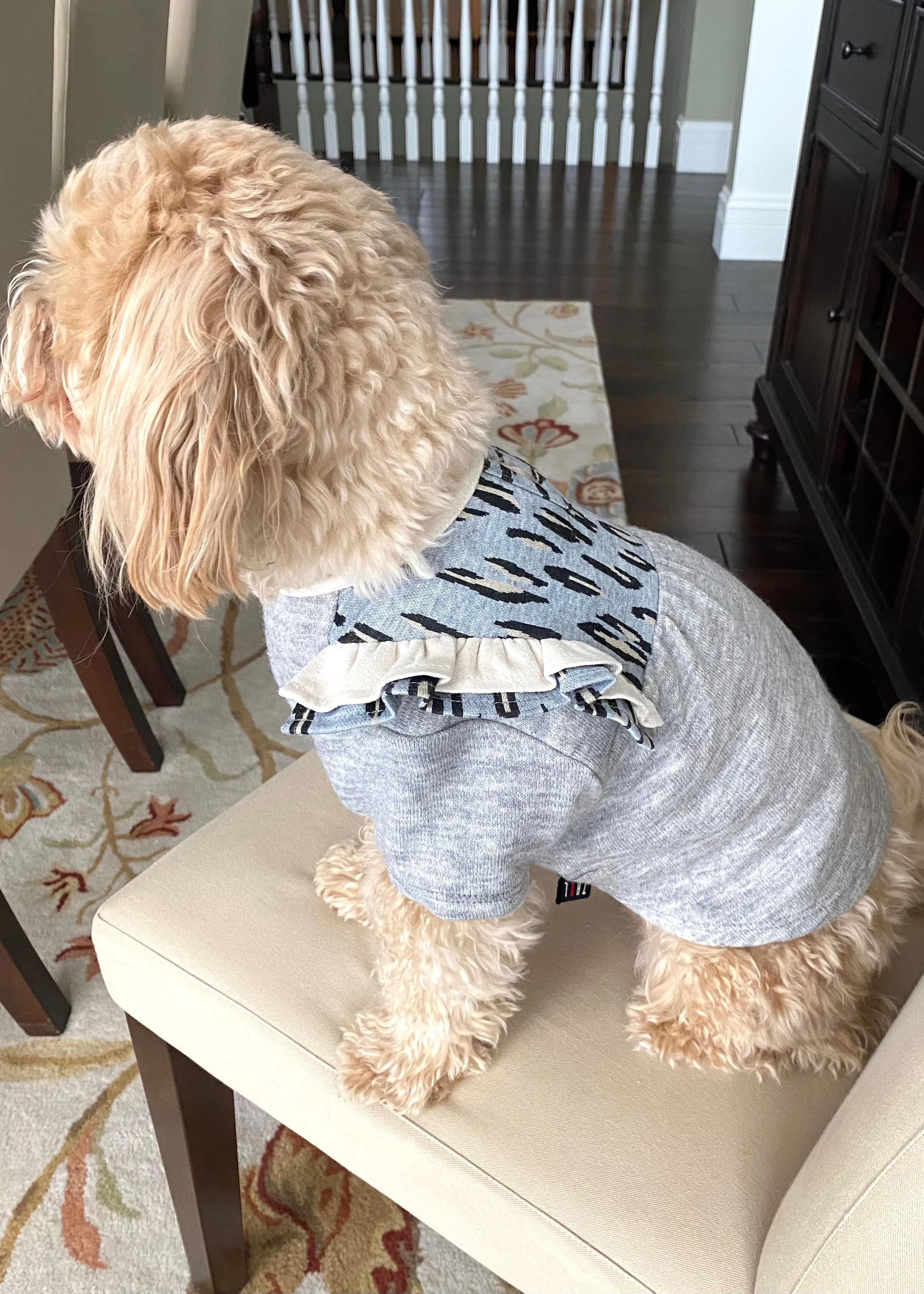 Leopard Knit  Ruffle Pup Top