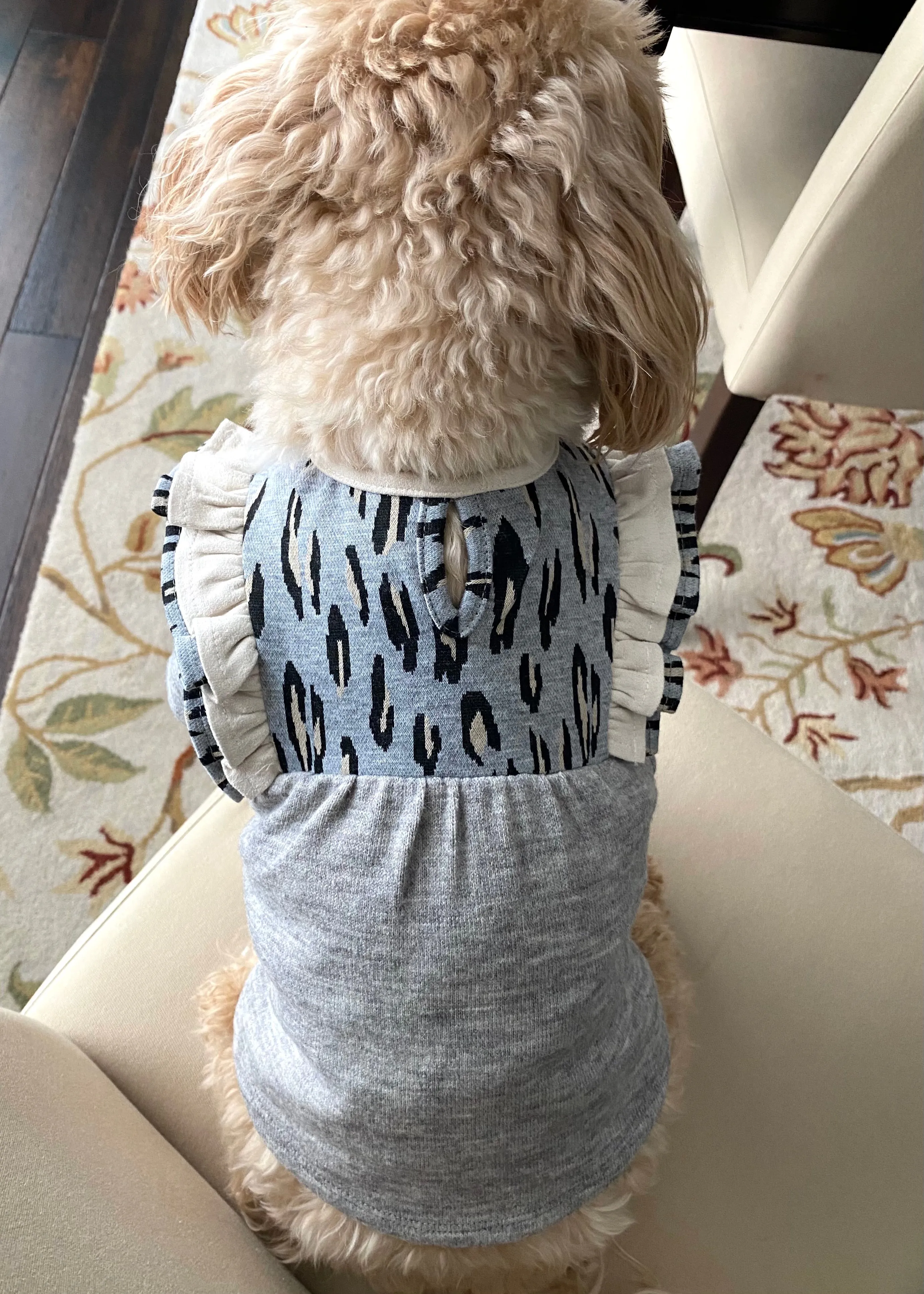 Leopard Knit  Ruffle Pup Top