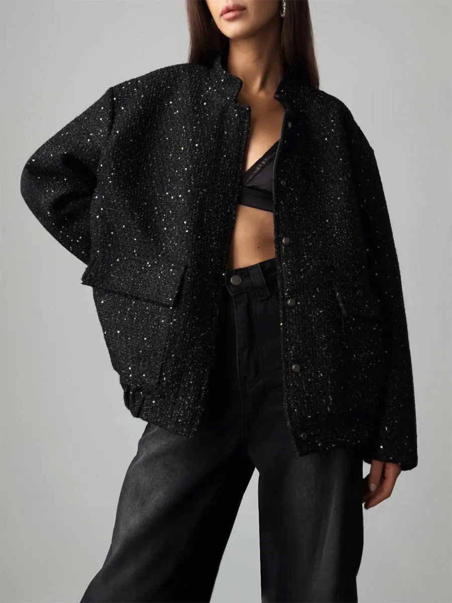 Lynn Sequin Coat with Pockets