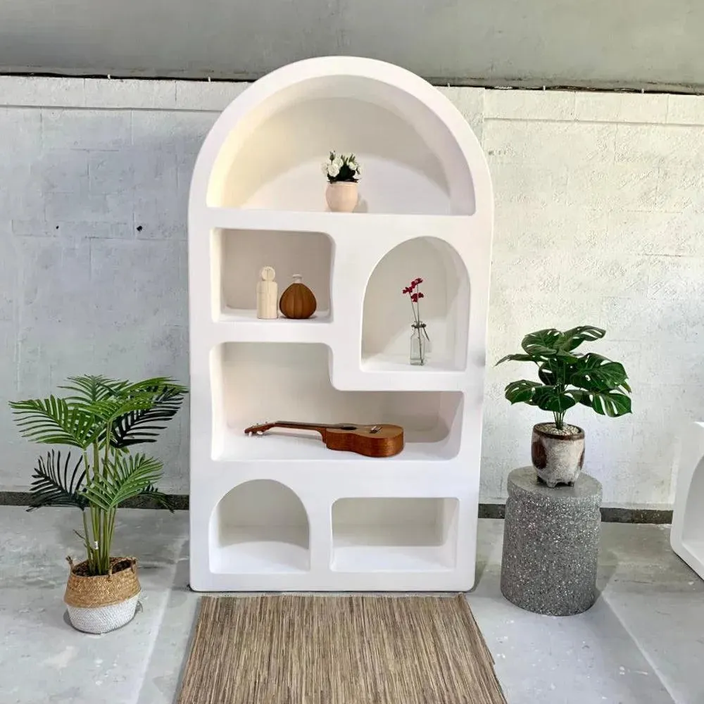Mediterranean Style Furniture Arched Kithira  Book Shelve unit