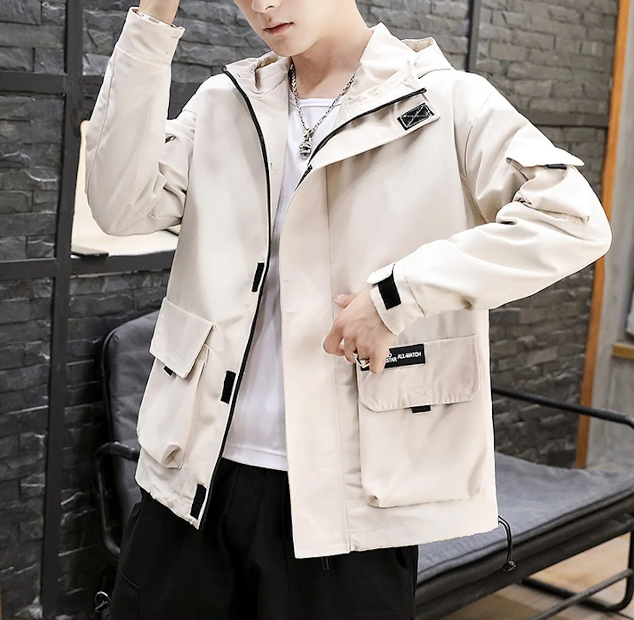 Mens Windproof Jacket with Hood