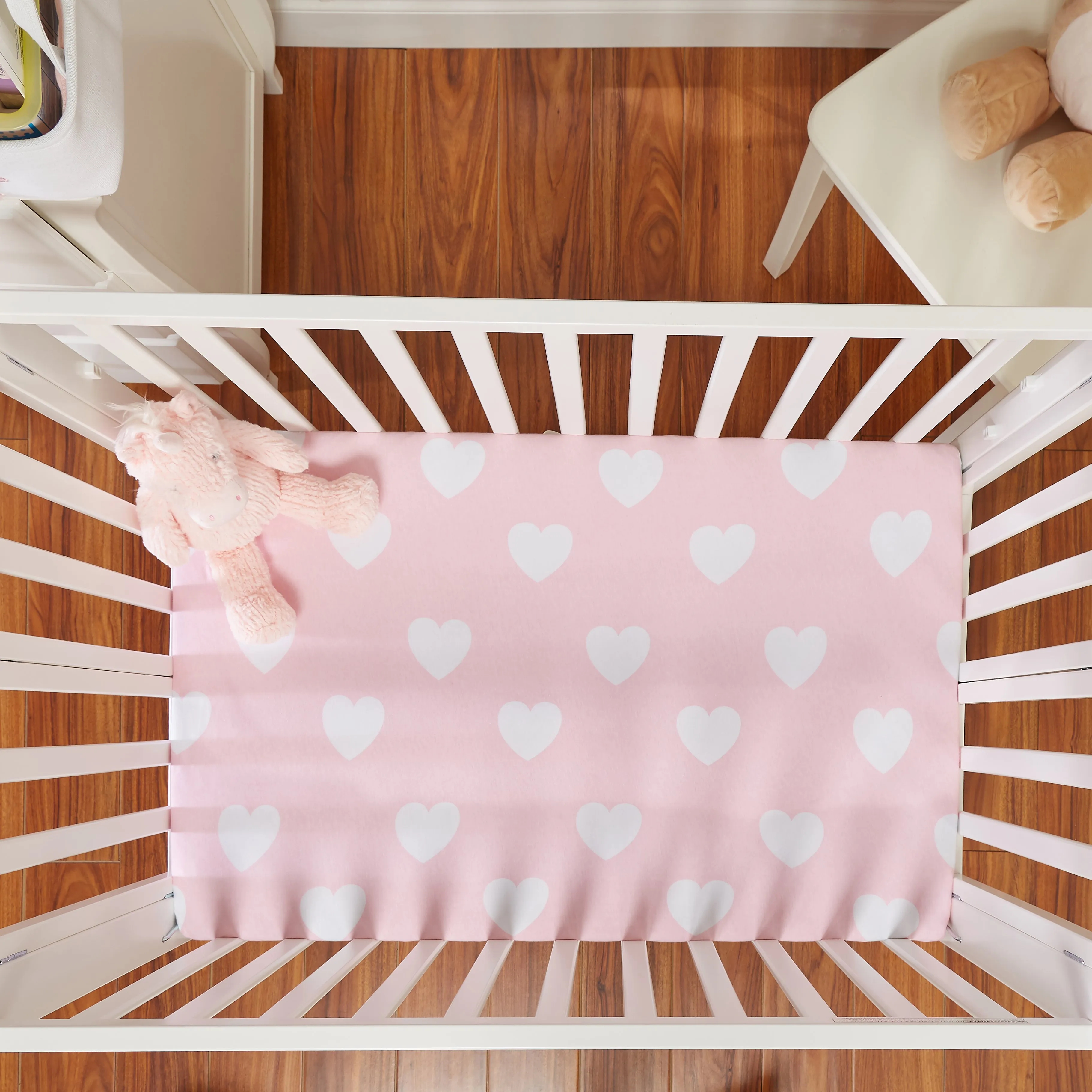 Pink/White Hearts and Dots 2 Pack Portable Crib/Playard Sheet Set
