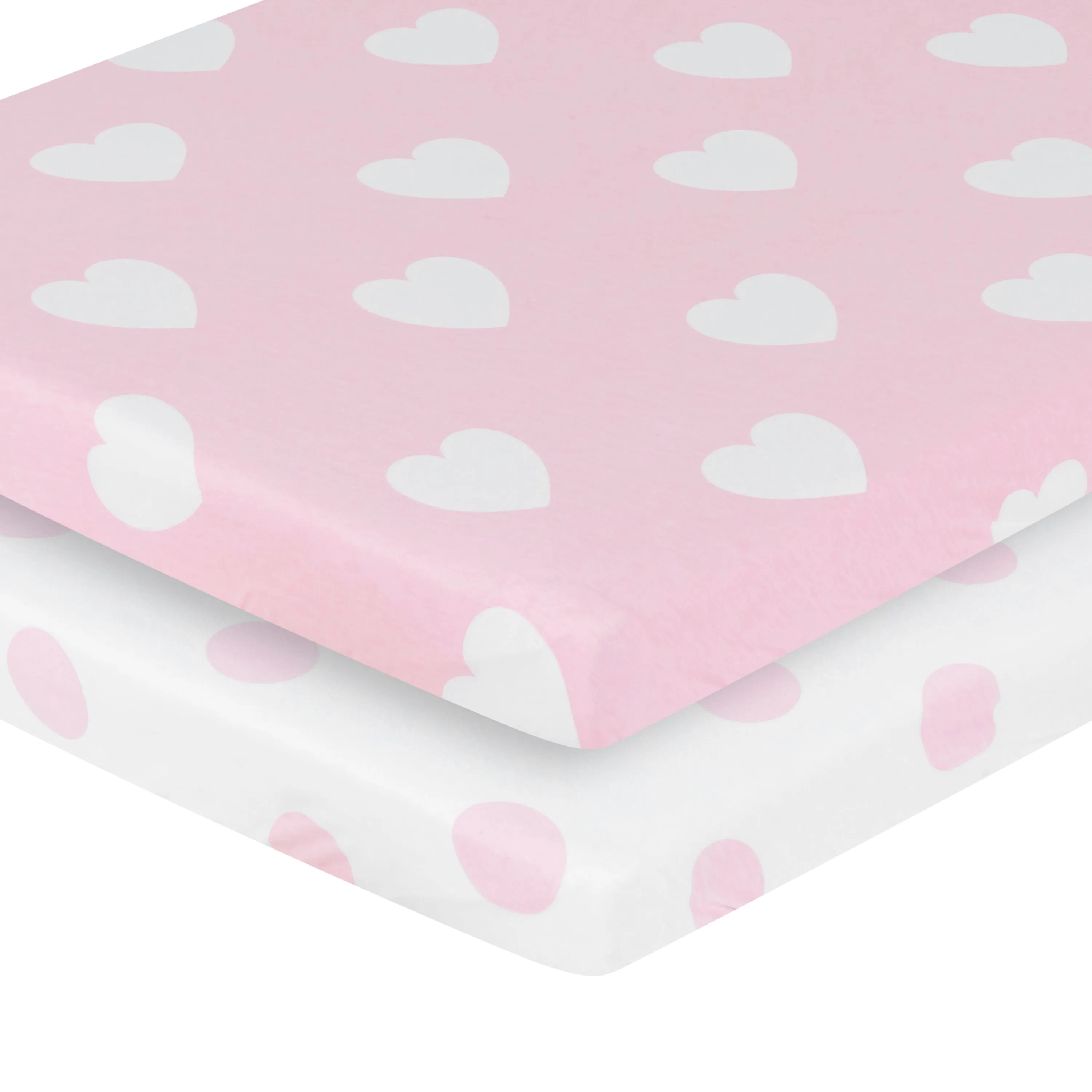 Pink/White Hearts and Dots 2 Pack Portable Crib/Playard Sheet Set