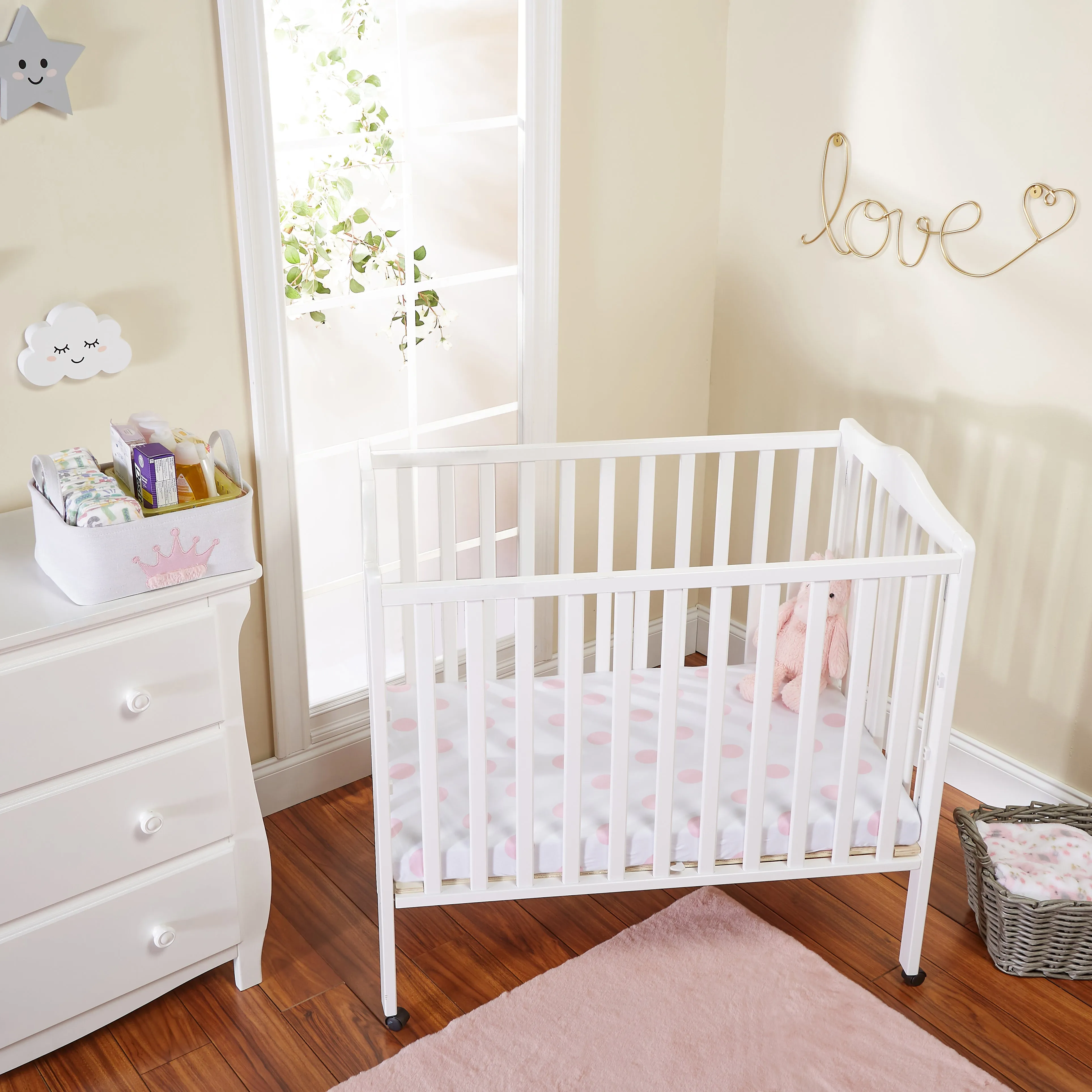 Pink/White Hearts and Dots 2 Pack Portable Crib/Playard Sheet Set