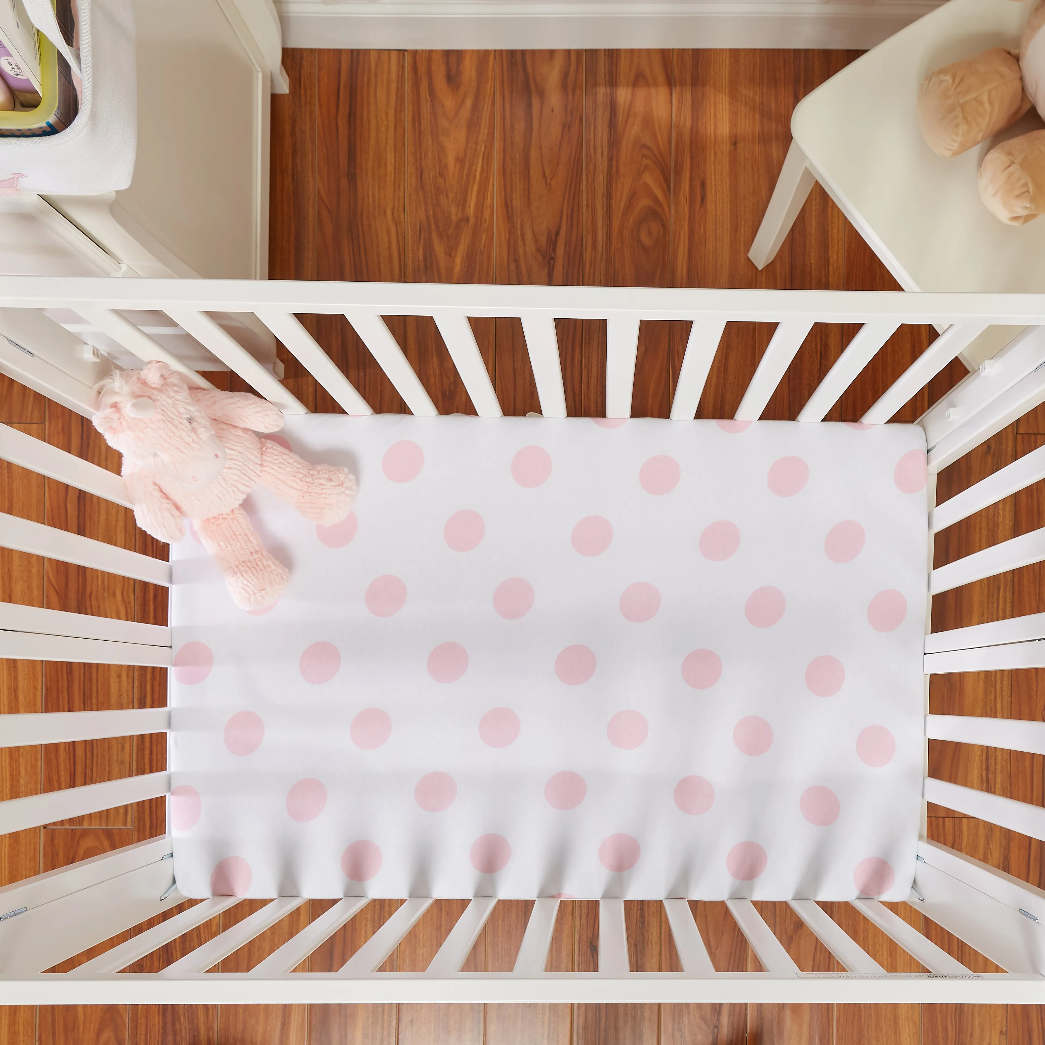 Pink/White Hearts and Dots 2 Pack Portable Crib/Playard Sheet Set
