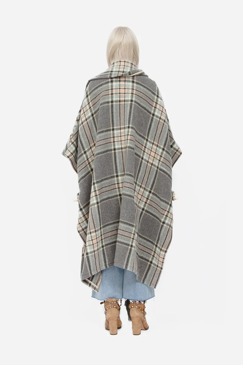 PLAID CAPE PONCHO