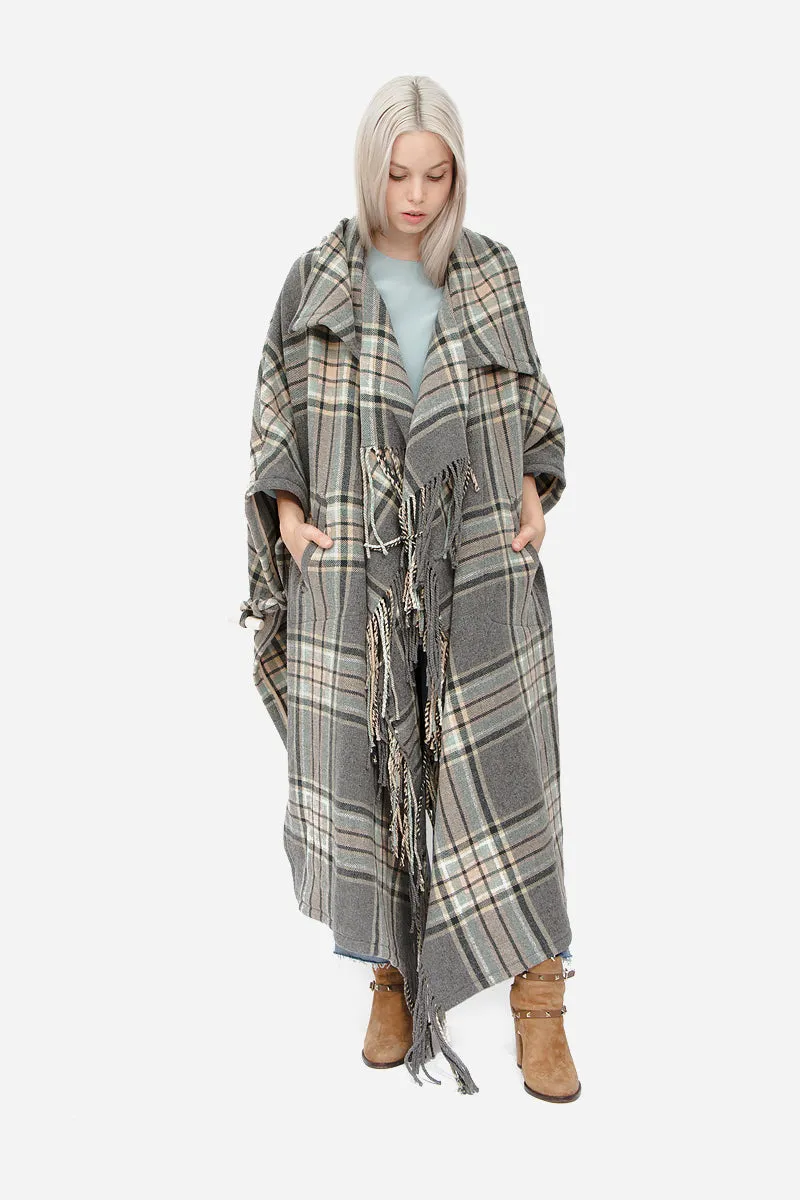 PLAID CAPE PONCHO