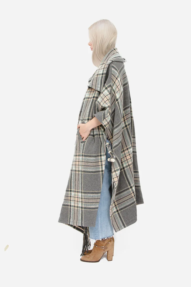 PLAID CAPE PONCHO