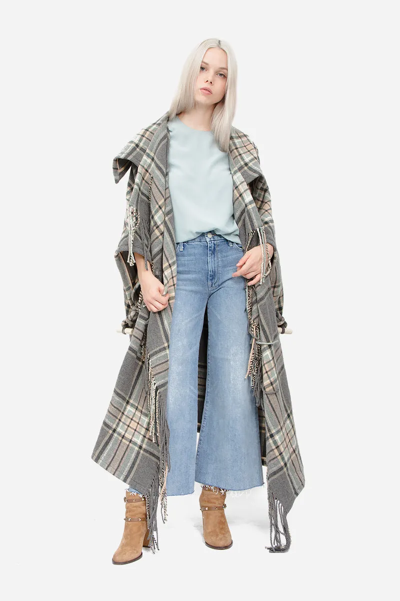 PLAID CAPE PONCHO