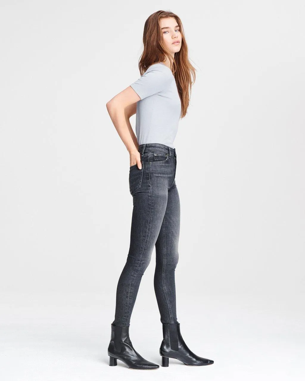 Rag & Bone - The Rib Slim Tee in Dusty Blue