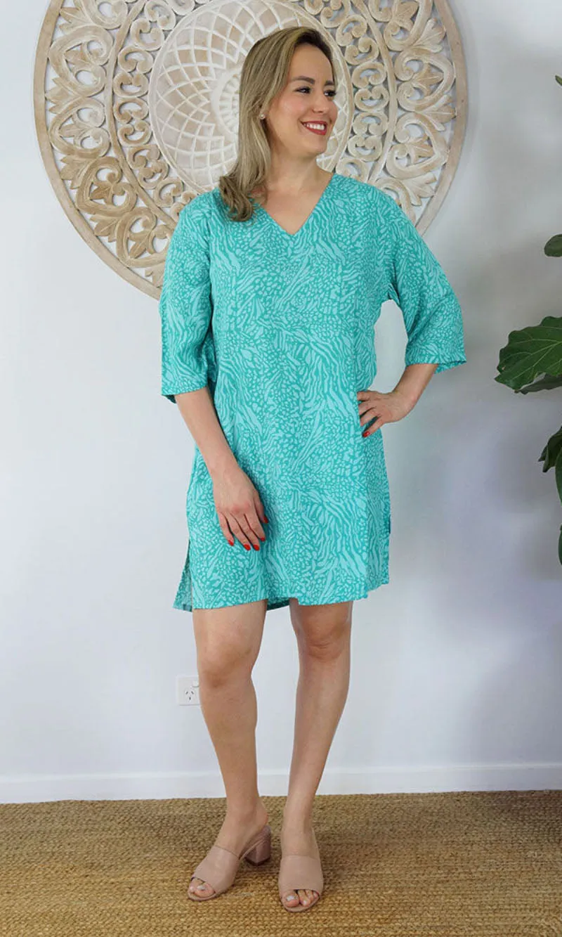 Rayon Tunic 3/4 Sleeve Kerala Jade