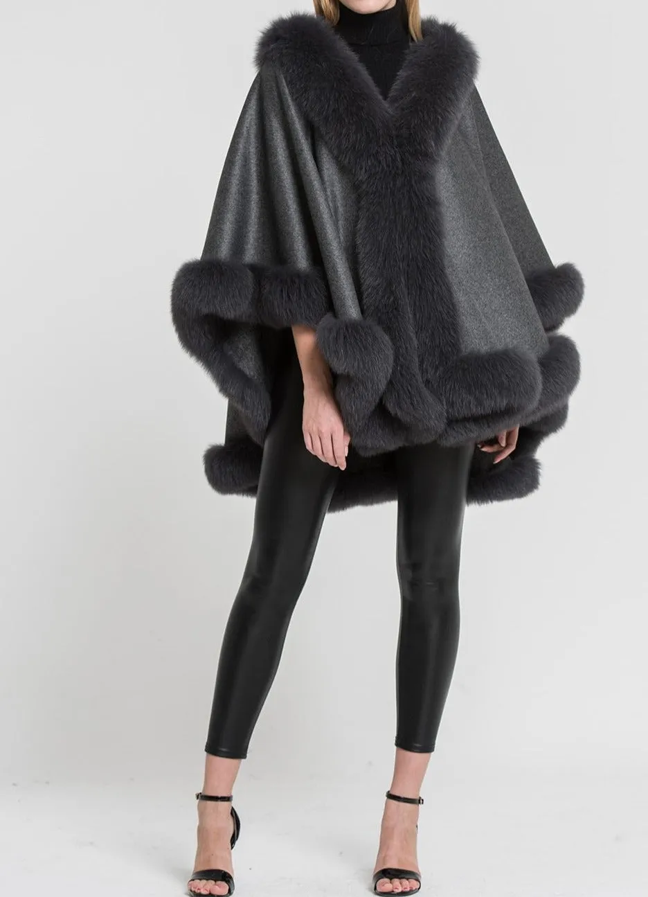 Real Cashmere & Fox Fur Poncho
