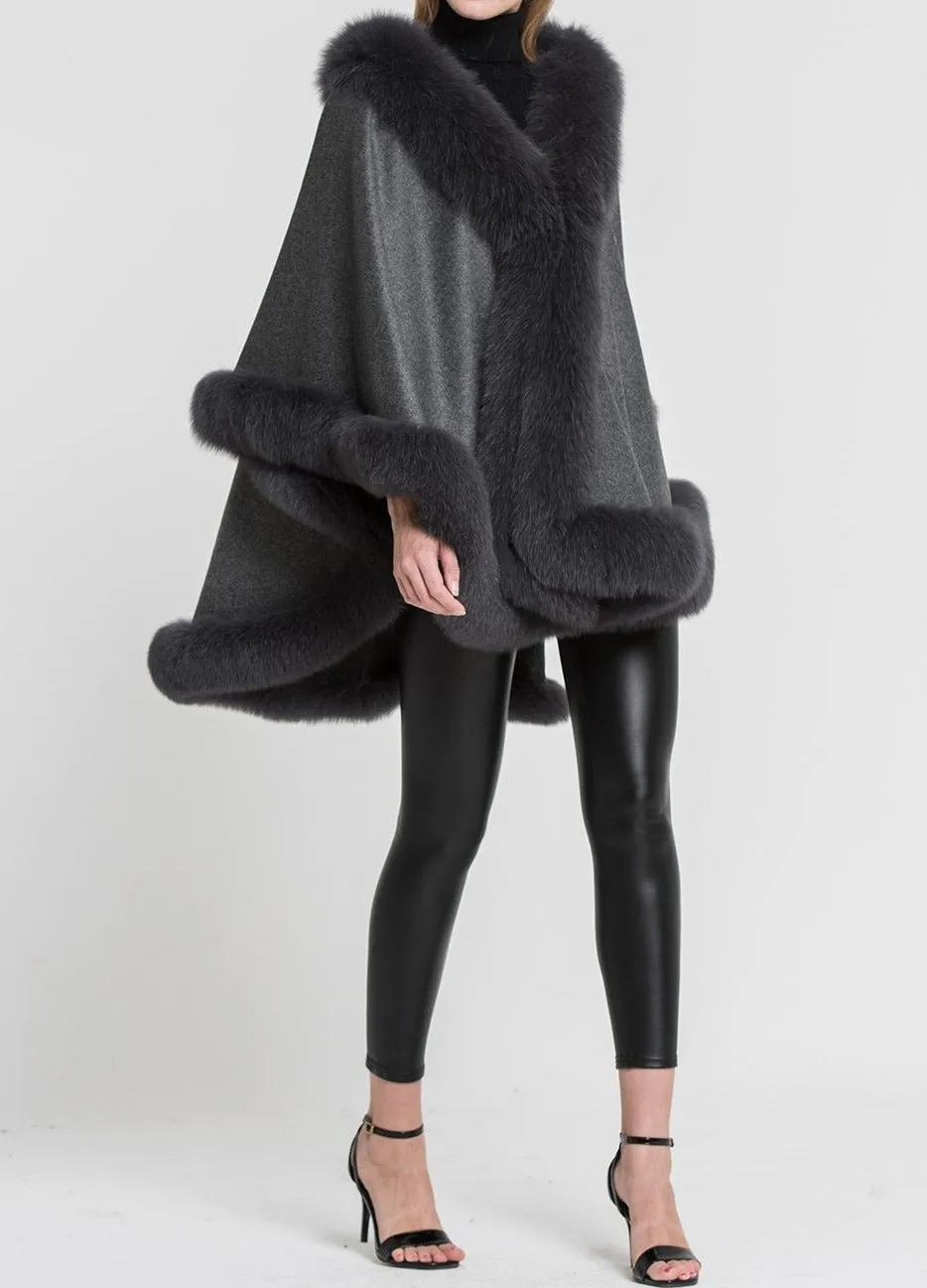 Real Cashmere & Fox Fur Poncho