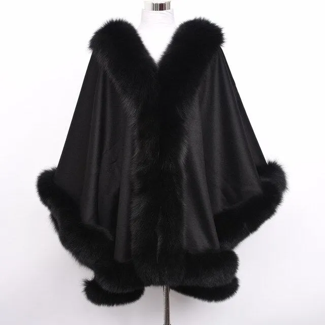 Real Cashmere & Fox Fur Poncho