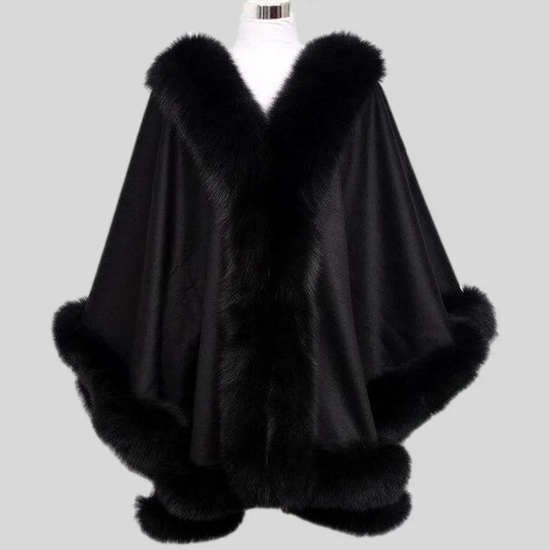 Real Cashmere & Fox Fur Poncho
