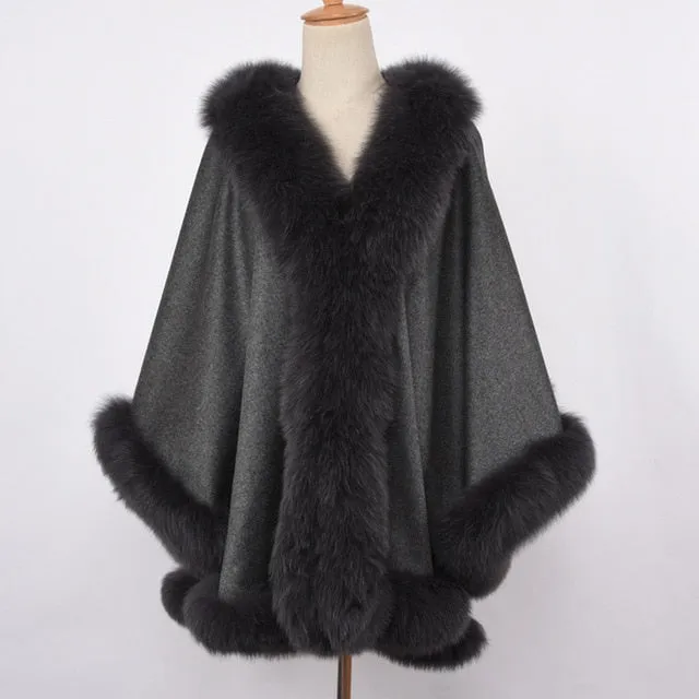 Real Cashmere & Fox Fur Poncho
