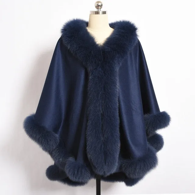 Real Cashmere & Fox Fur Poncho