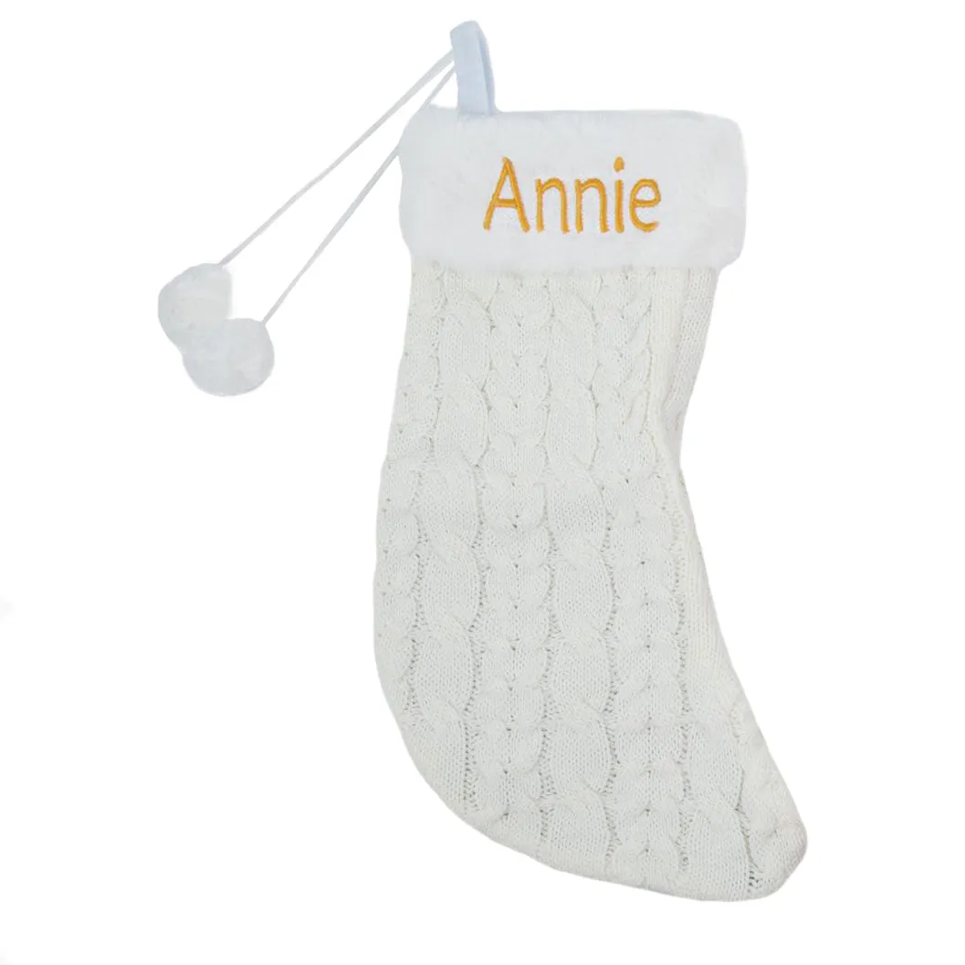 Red or White Cable Knit Christmas Stocking - Personalized Christmas Stocking