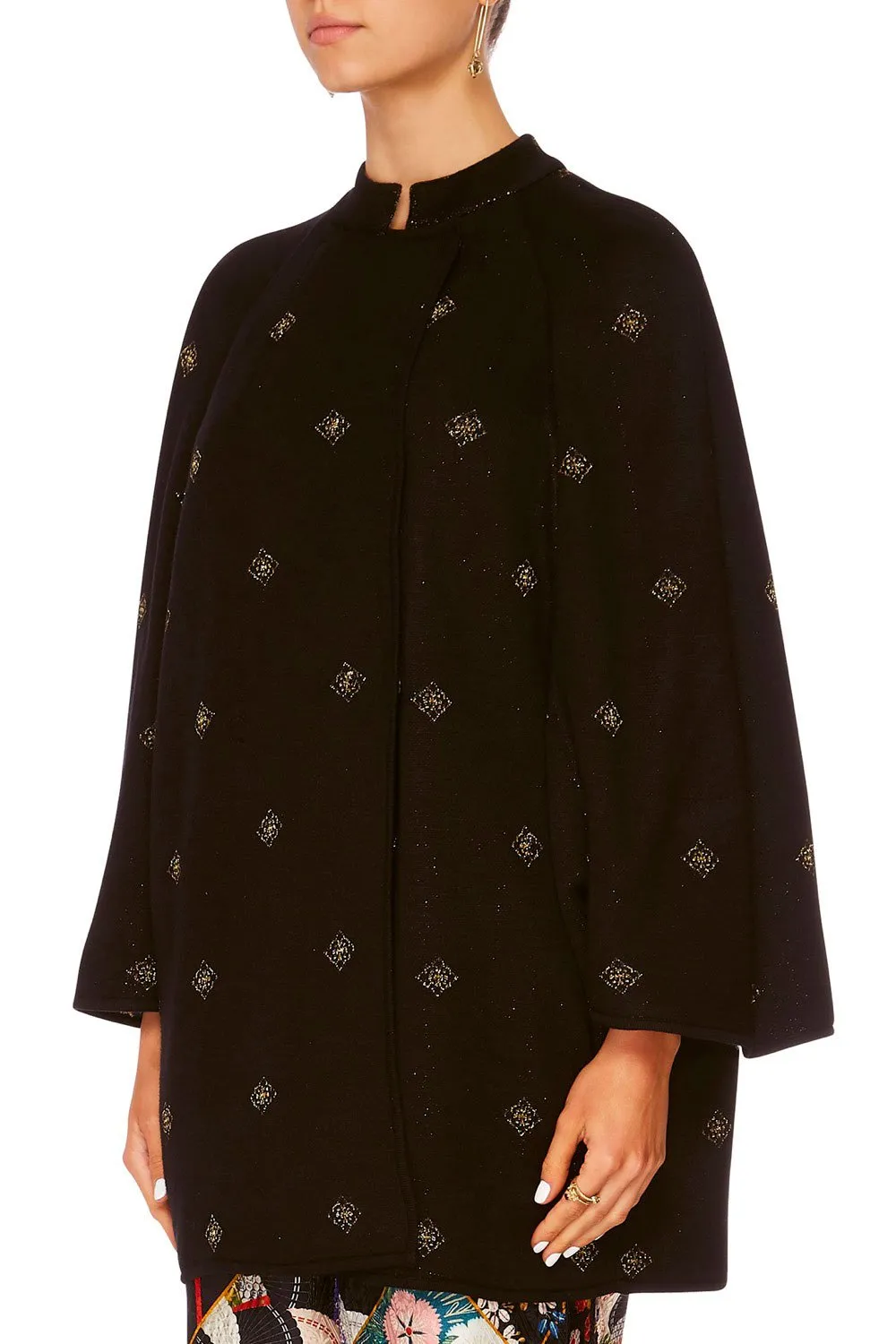 REVERSIBLE KNIT COCOON COAT STAR GIRL