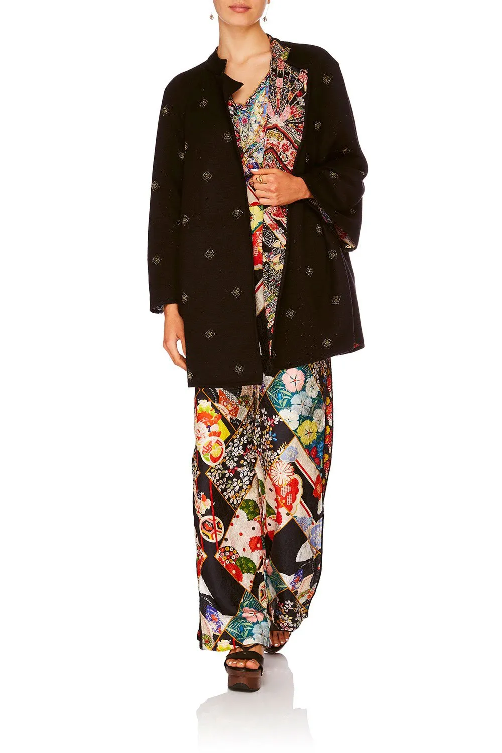 REVERSIBLE KNIT COCOON COAT STAR GIRL