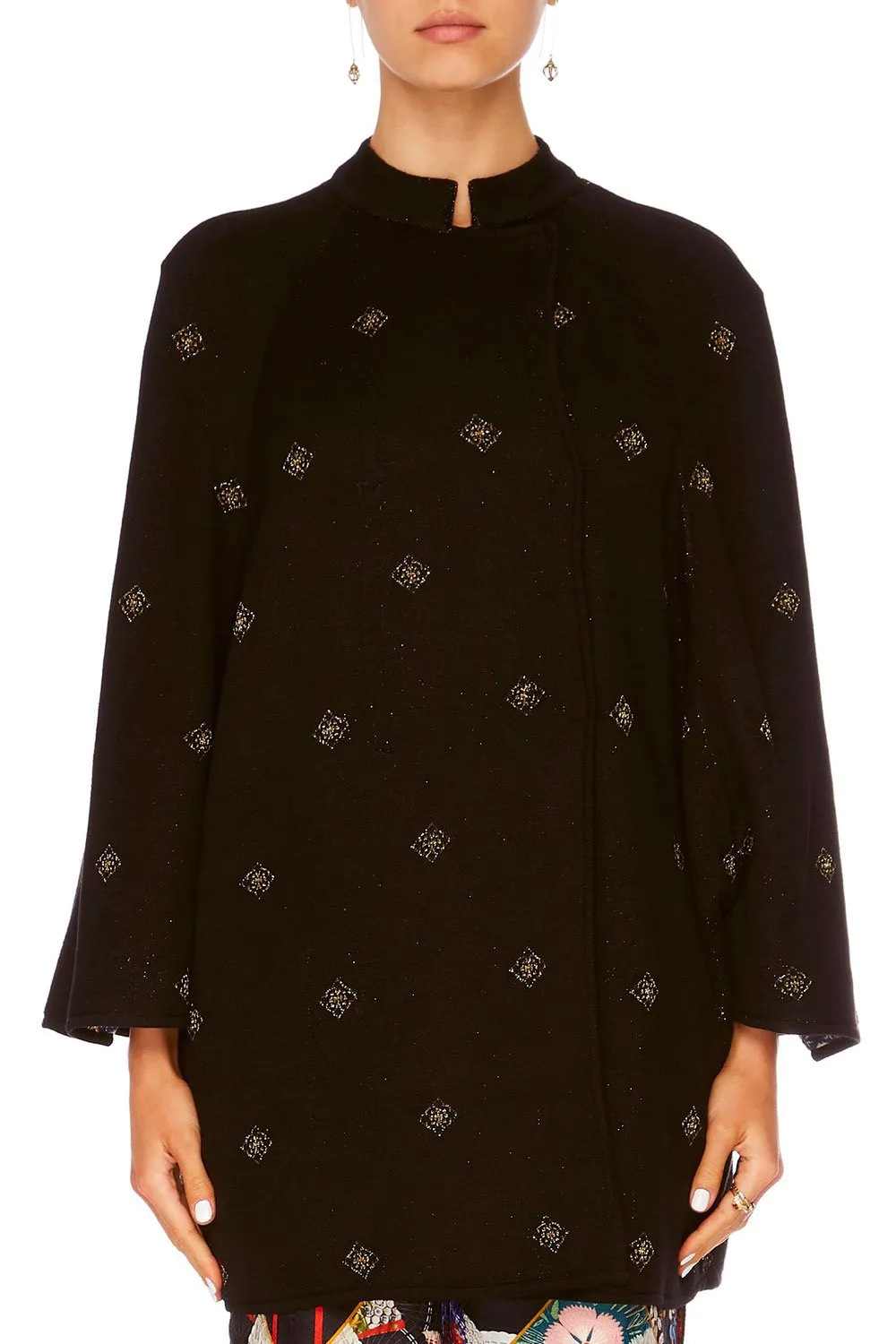 REVERSIBLE KNIT COCOON COAT STAR GIRL