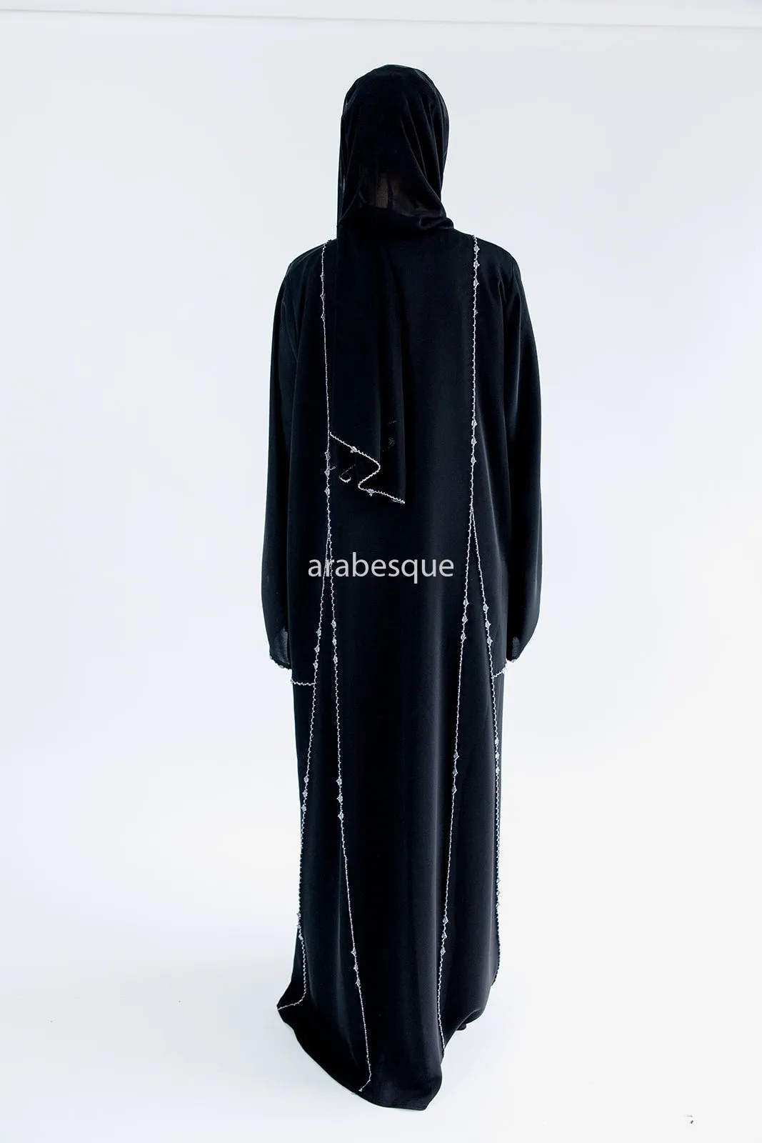 Rhinestone Embellished Open Abaya - 3 colours