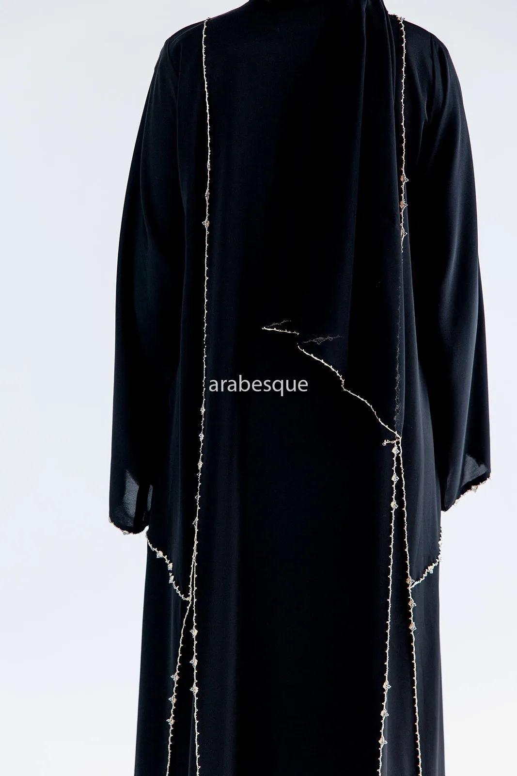 Rhinestone Embellished Open Abaya - 3 colours