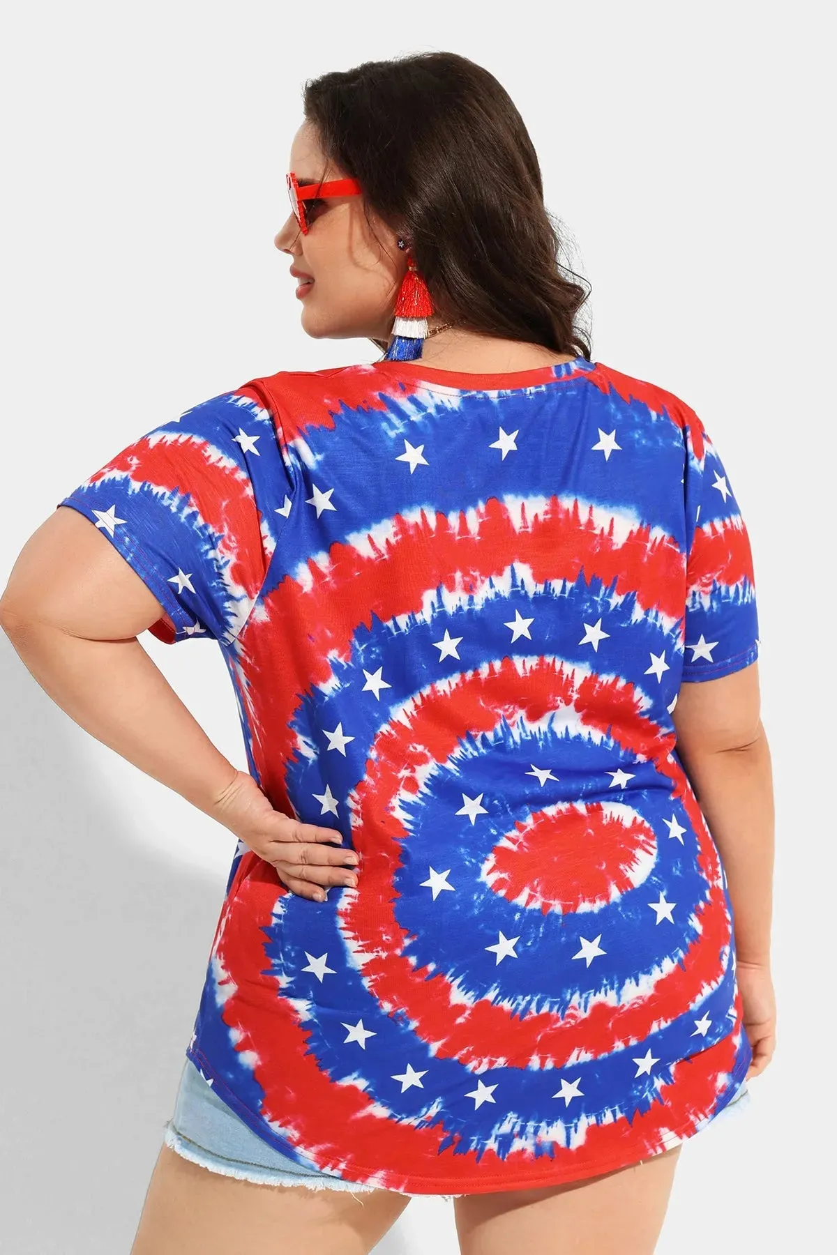 Ritera Candy Tie Dye V Neck Stars Tunic T-Shirt