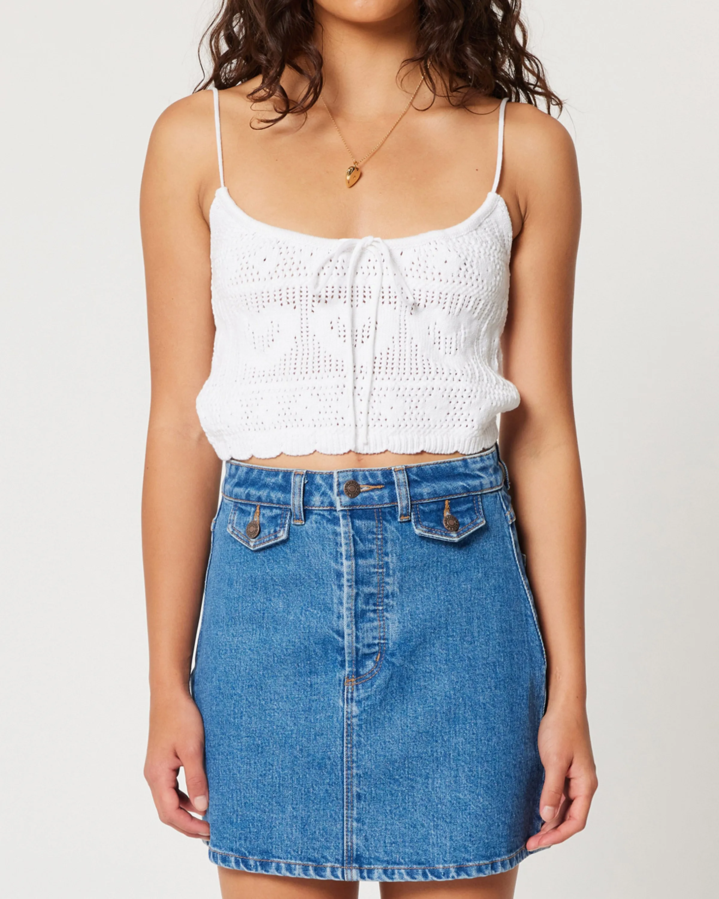 ROLLAS - Harlow Knit Top White