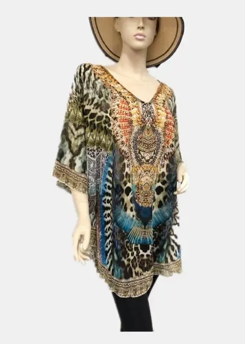 Silk embellished Kyra Tunic Top AU 10-18