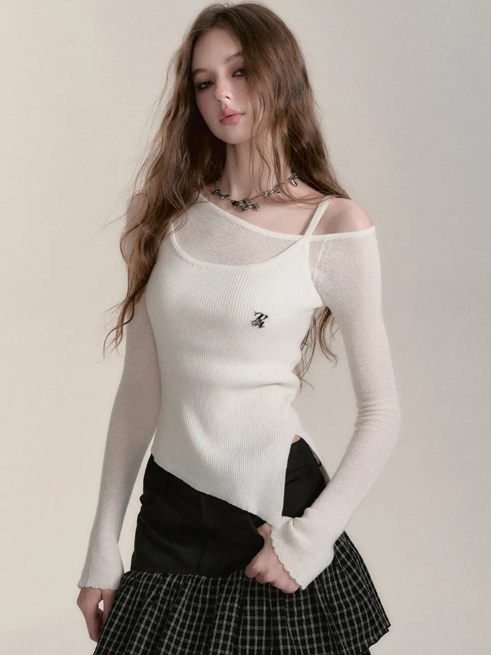 Slim-Fit Asymmetrical Knit Blouse