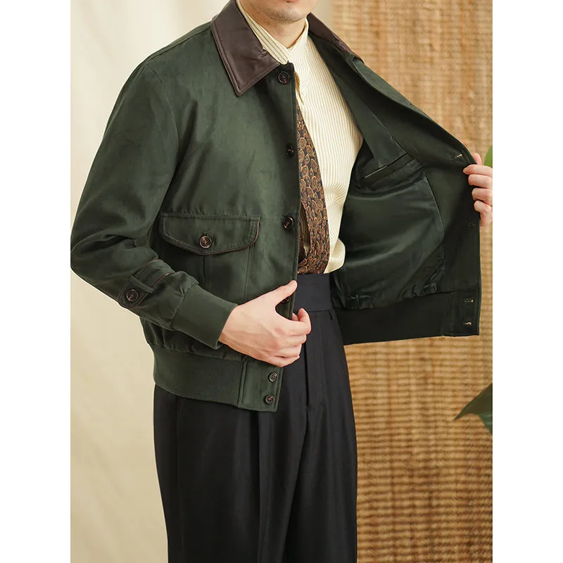 Suede Lapel Slim Windproof Cargo Jacket