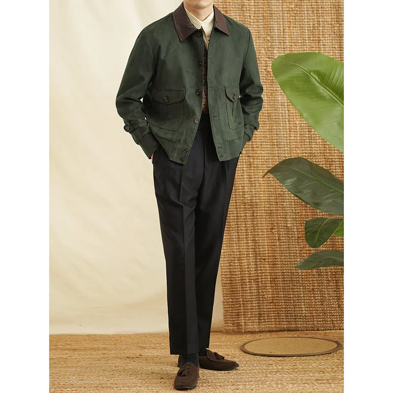Suede Lapel Slim Windproof Cargo Jacket