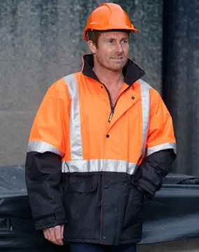 [SW28A] Hi-Vis Two Tone Rain Proof Quilted Safety Jacket With 3M Tapes