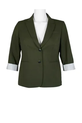 Tahari ASL Notched Collar Two Button Long Sleeve Crepe Jacket (Plus Size)
