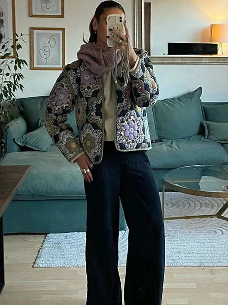 TAVIMART  -  Casual Printed Women's Jacket Cardigan Winter Warm Vintage Women Coat V-neck Long Sleeve Jackets Bohemian Ladies Coats Outerwear