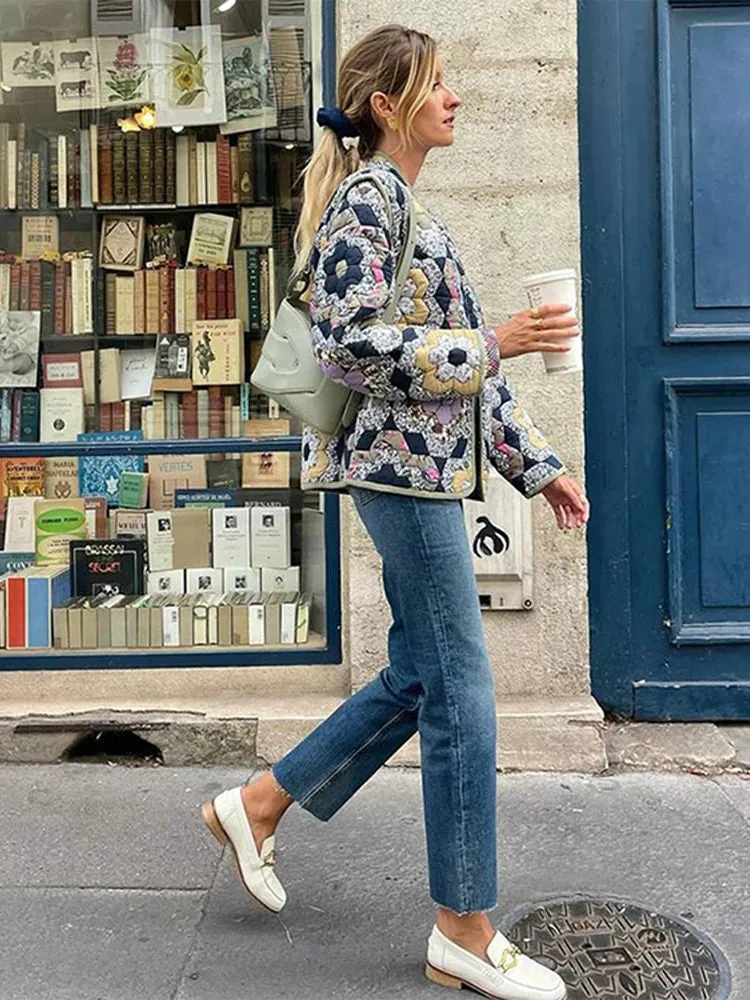 TAVIMART  -  Casual Printed Women's Jacket Cardigan Winter Warm Vintage Women Coat V-neck Long Sleeve Jackets Bohemian Ladies Coats Outerwear