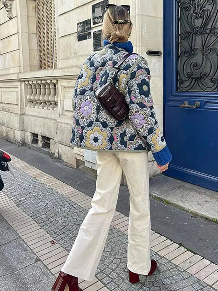 TAVIMART  -  Casual Printed Women's Jacket Cardigan Winter Warm Vintage Women Coat V-neck Long Sleeve Jackets Bohemian Ladies Coats Outerwear