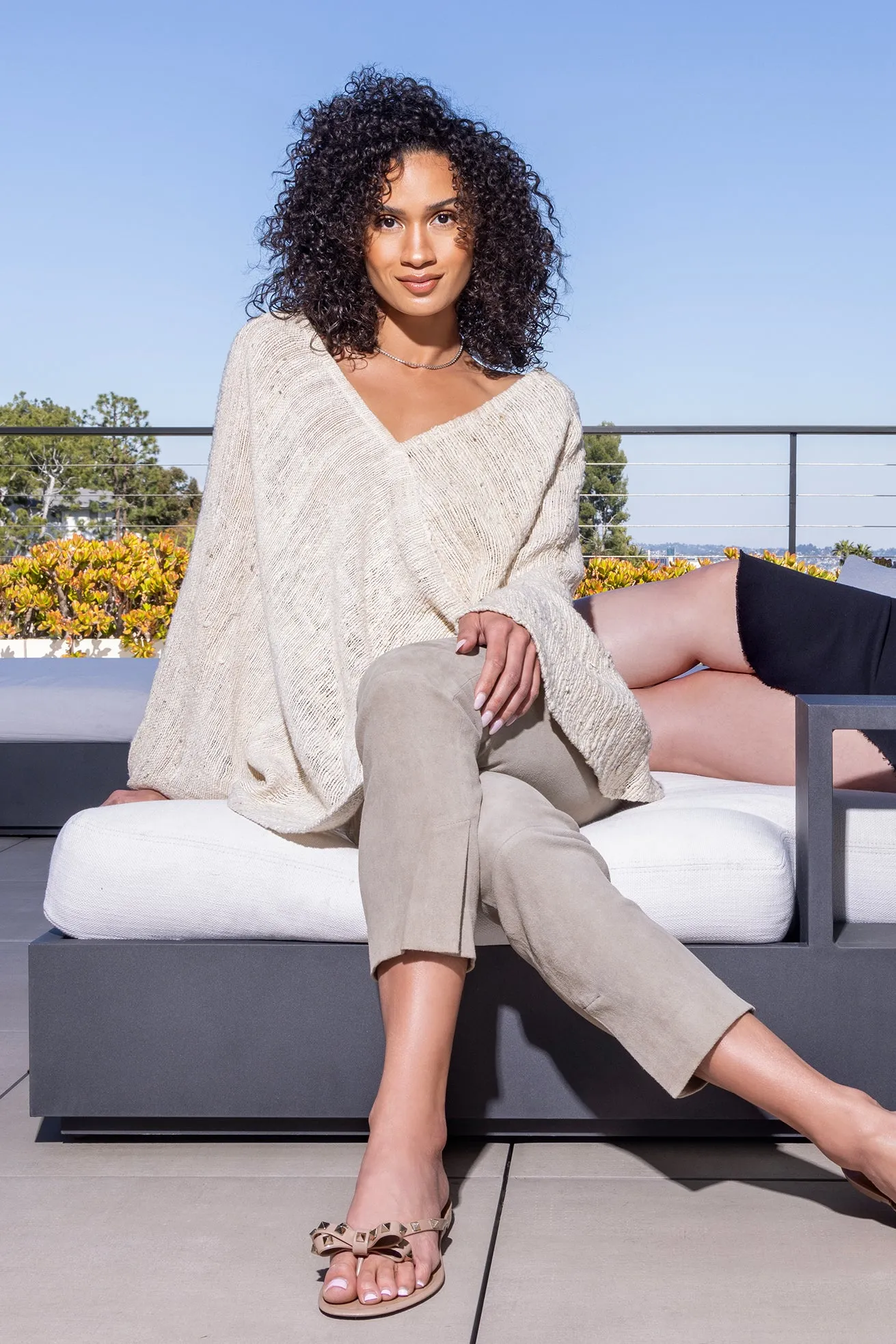 The Artisanal Silk Poncho in Natural Heavy Weave