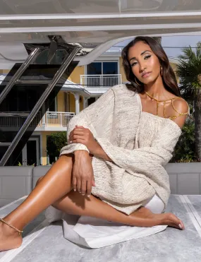 The Artisanal Silk Poncho in Natural Heavy Weave
