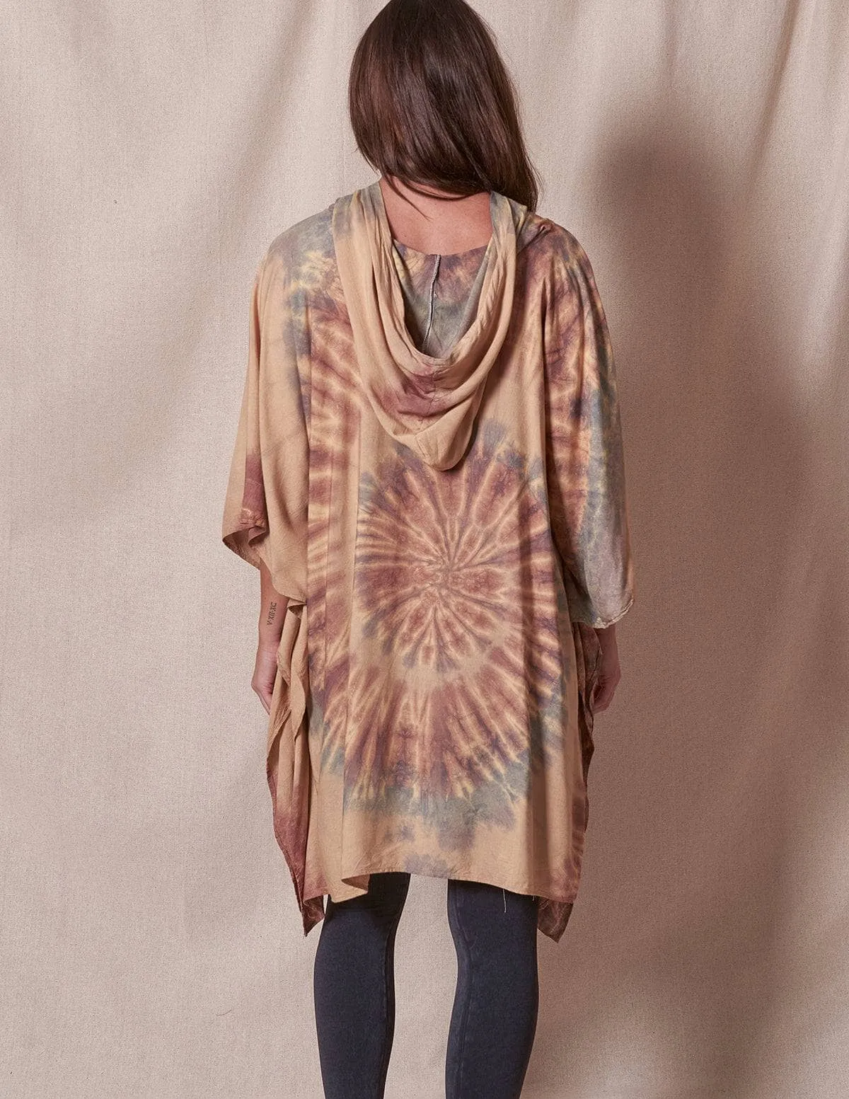 Tie-Dye Spiral Hooded Poncho
