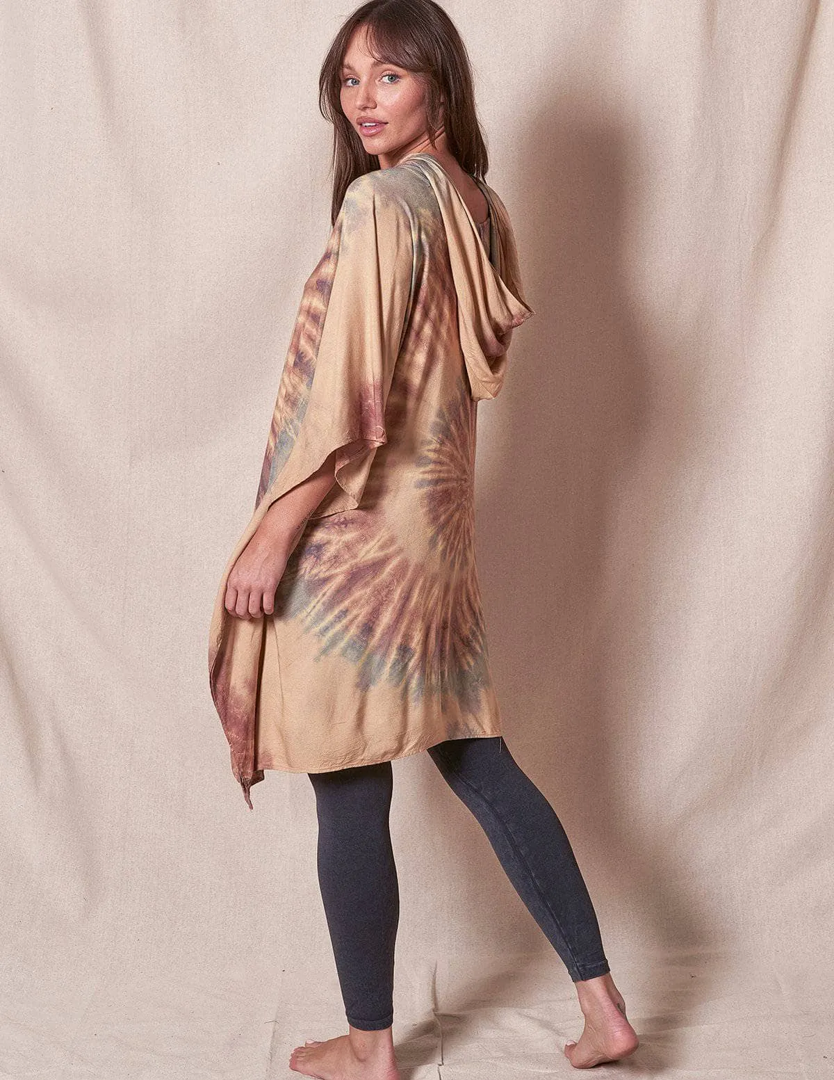 Tie-Dye Spiral Hooded Poncho