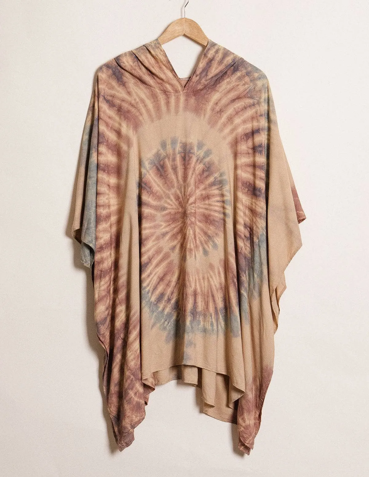 Tie-Dye Spiral Hooded Poncho