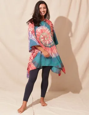 Tie-Dye Spiral Hooded Poncho