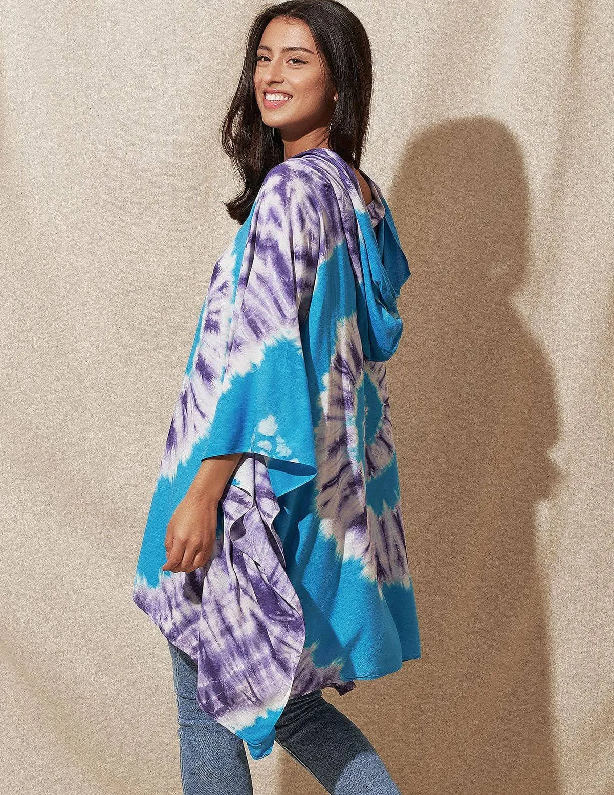 Tie-Dye Spiral Hooded Poncho