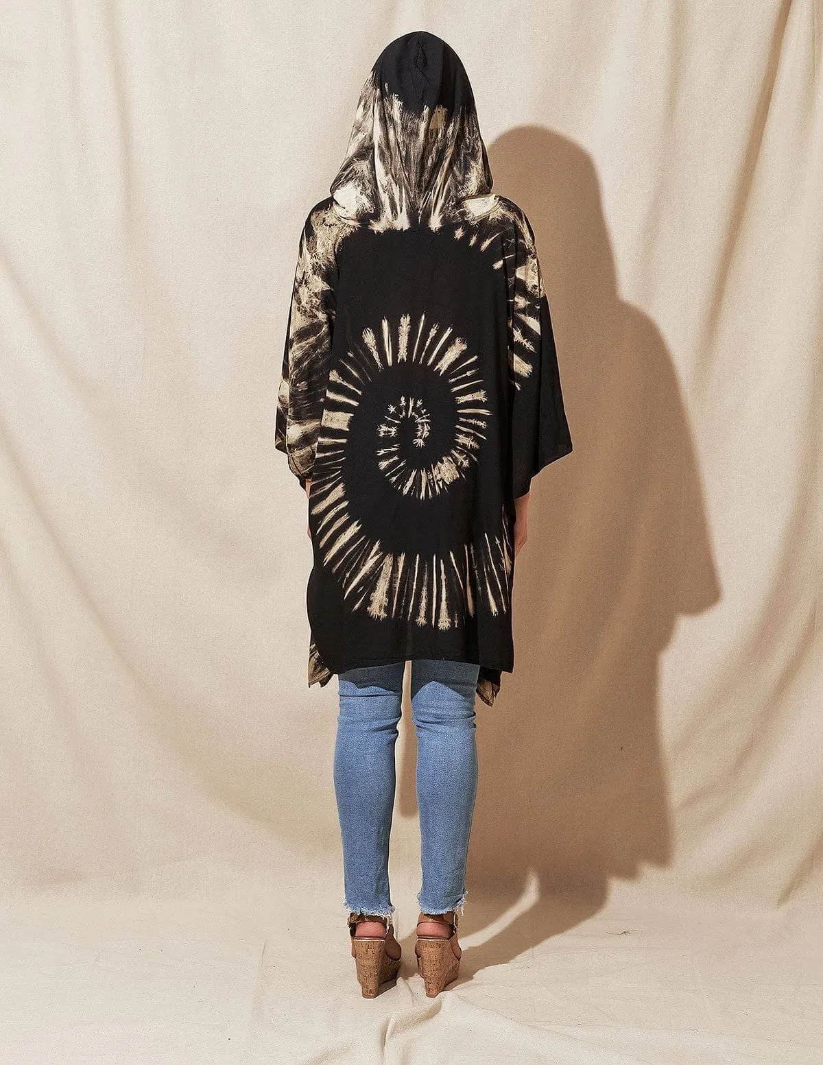 Tie-Dye Spiral Hooded Poncho