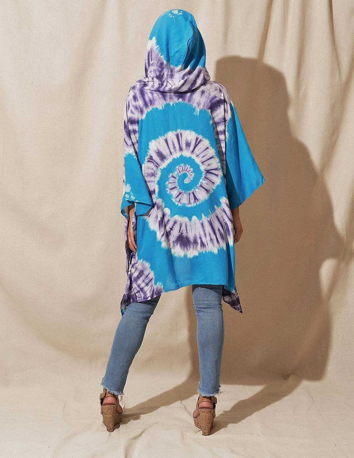 Tie-Dye Spiral Hooded Poncho
