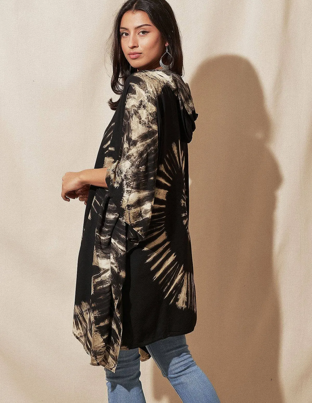 Tie-Dye Spiral Hooded Poncho