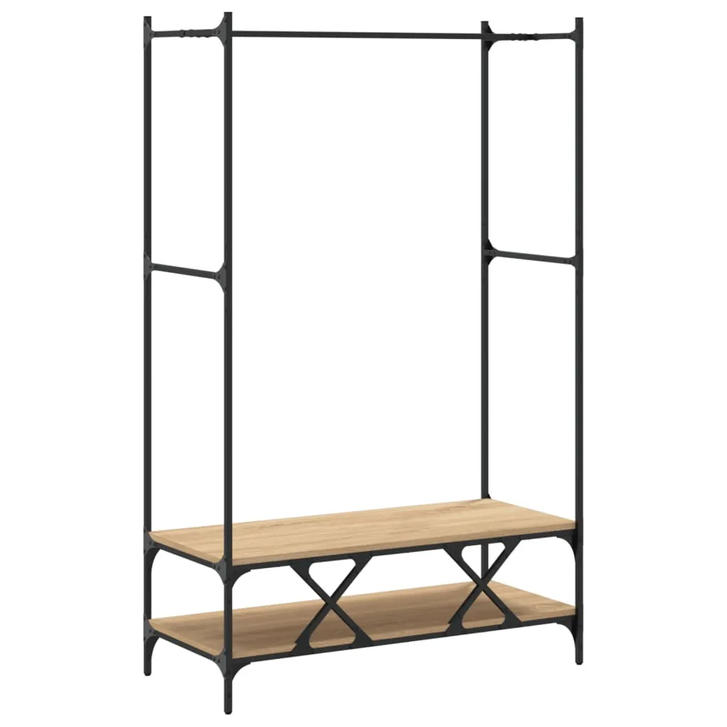 vidaXL Clothes Rack with Shelves Sonoma Oak Engineered Wood