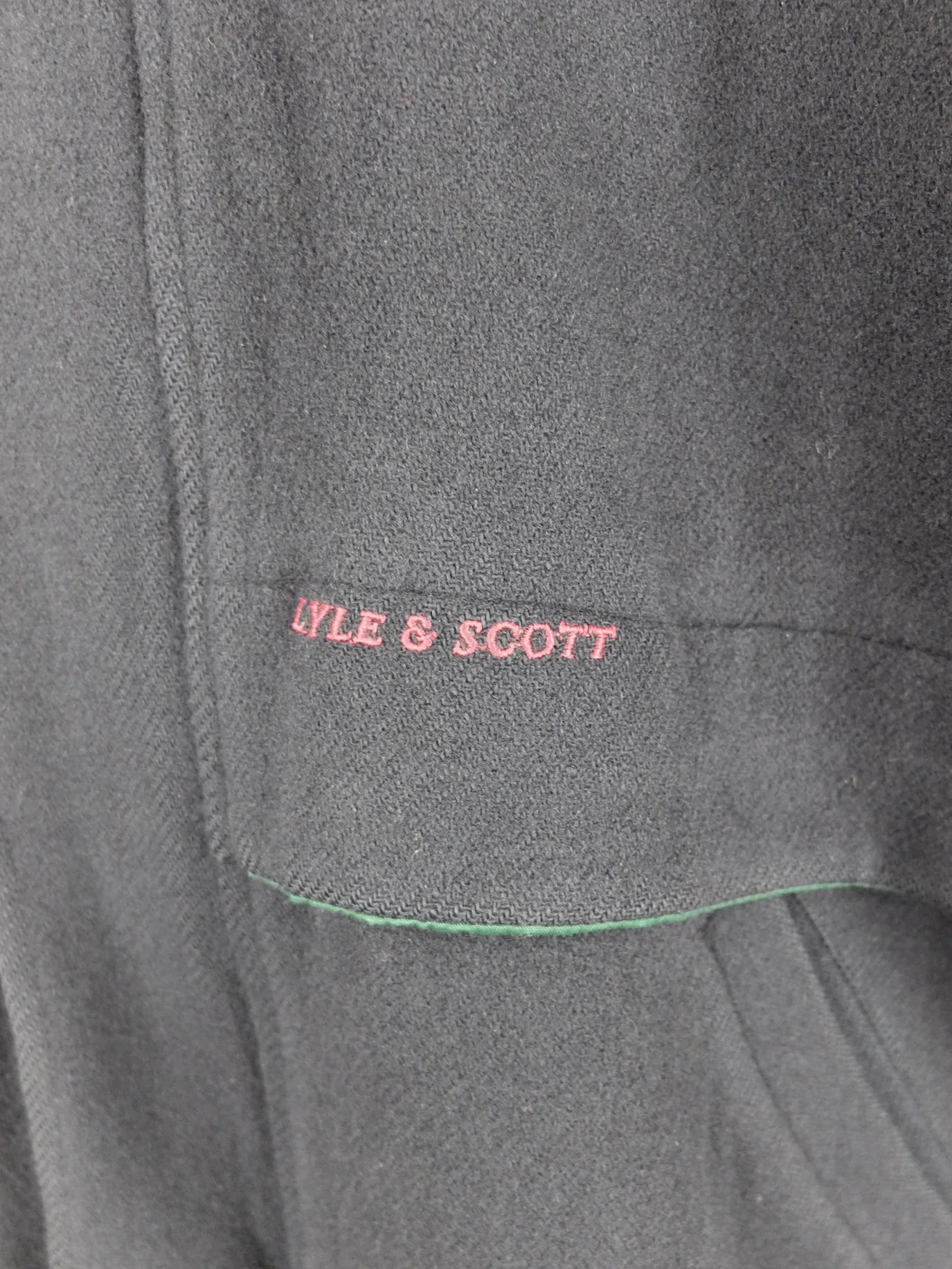 Vintage 90s Men’s Wool Utilitarian Bohemian Basic Solid Dark Navy Blue & Green Hooded Mac Jacket Coat | Men’s Size XL-XXL